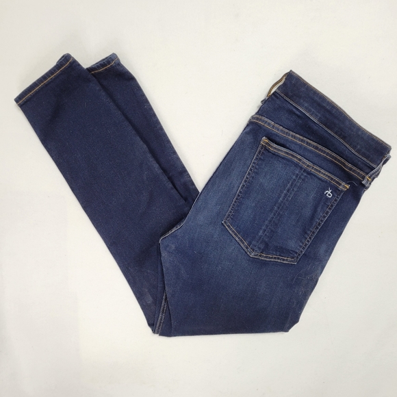 rag & bone Denim - Rag and Bone Jeans tapered leg, dark wash sz 32 (plus size 14), inseam 27 inches